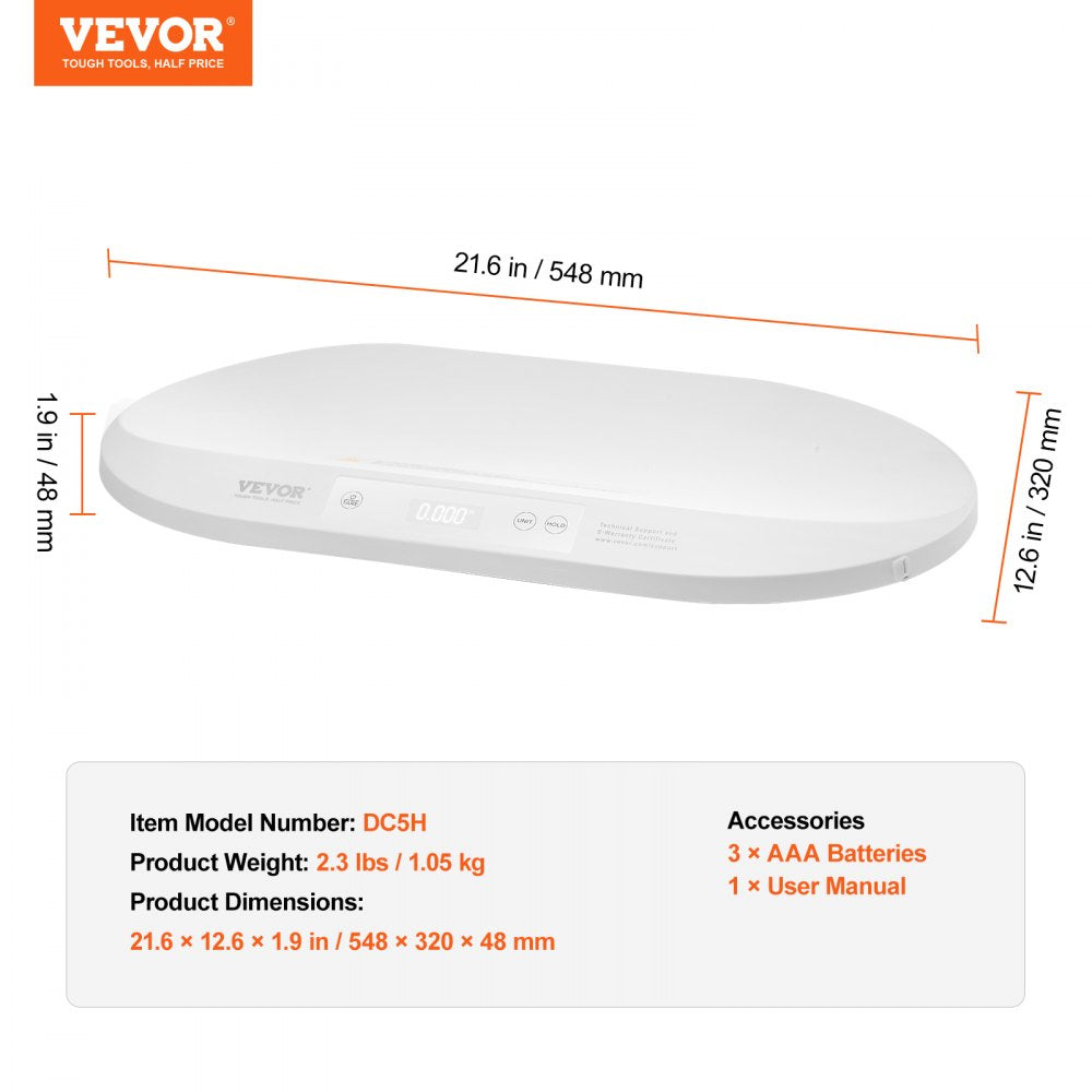 VEVOR Baby Scale Smart Bluetooth Infant Digital Scale with Measuring Tape 88LBS 