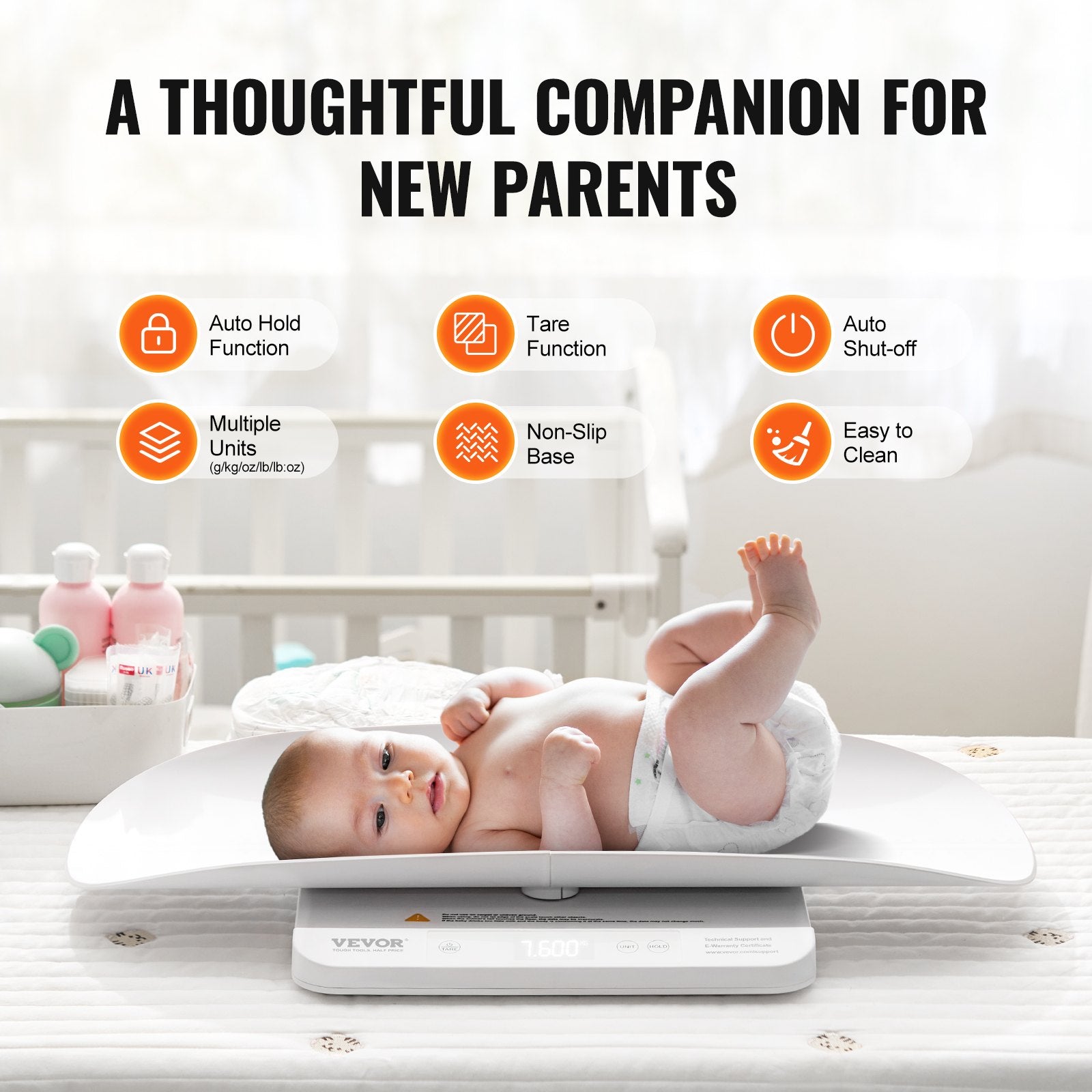 VEVOR Baby Scale Smart Bluetooth Infant Weight Digital Scale with Hold Function 