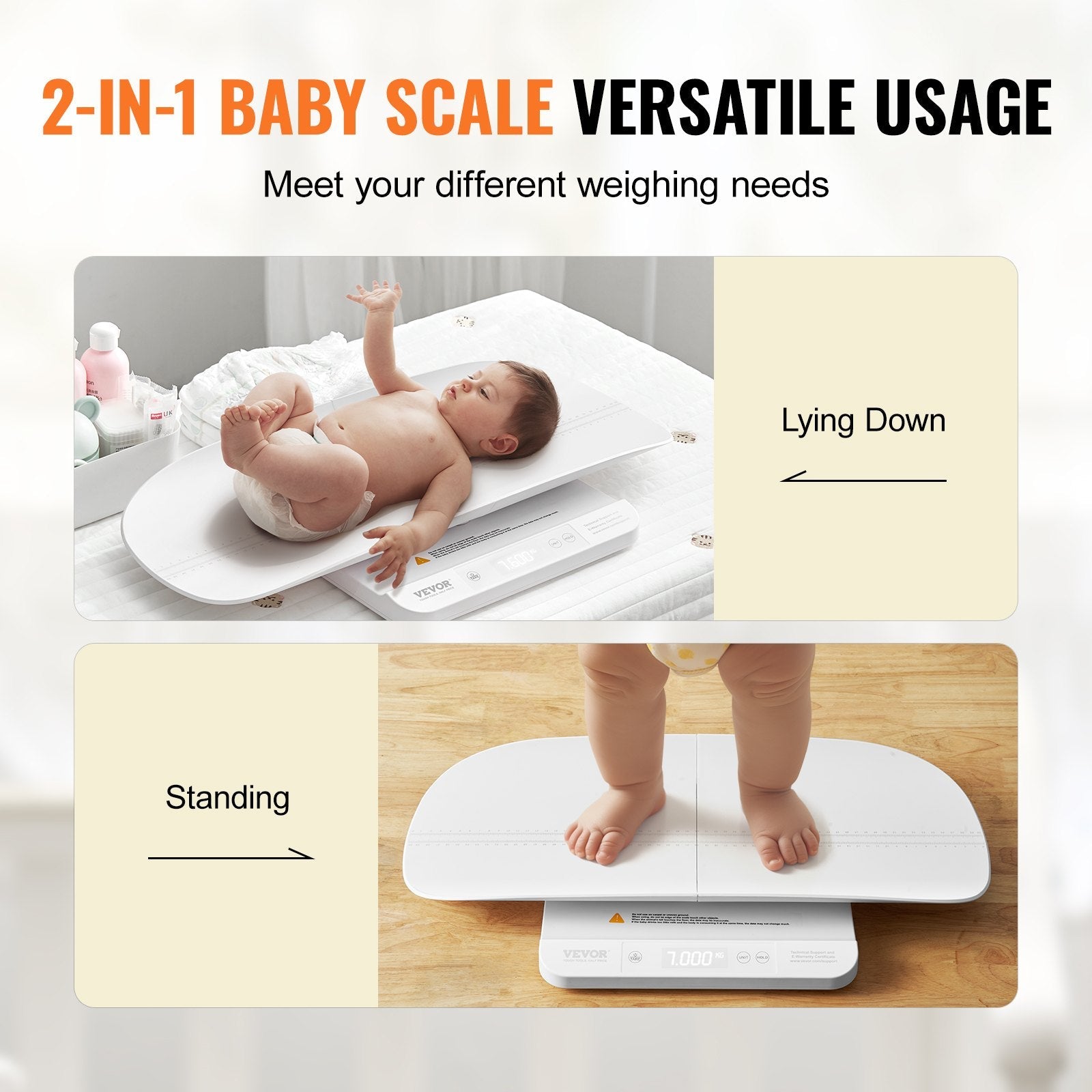 VEVOR Baby Scale Smart Bluetooth Infant Weight Digital Scale with Hold Function 