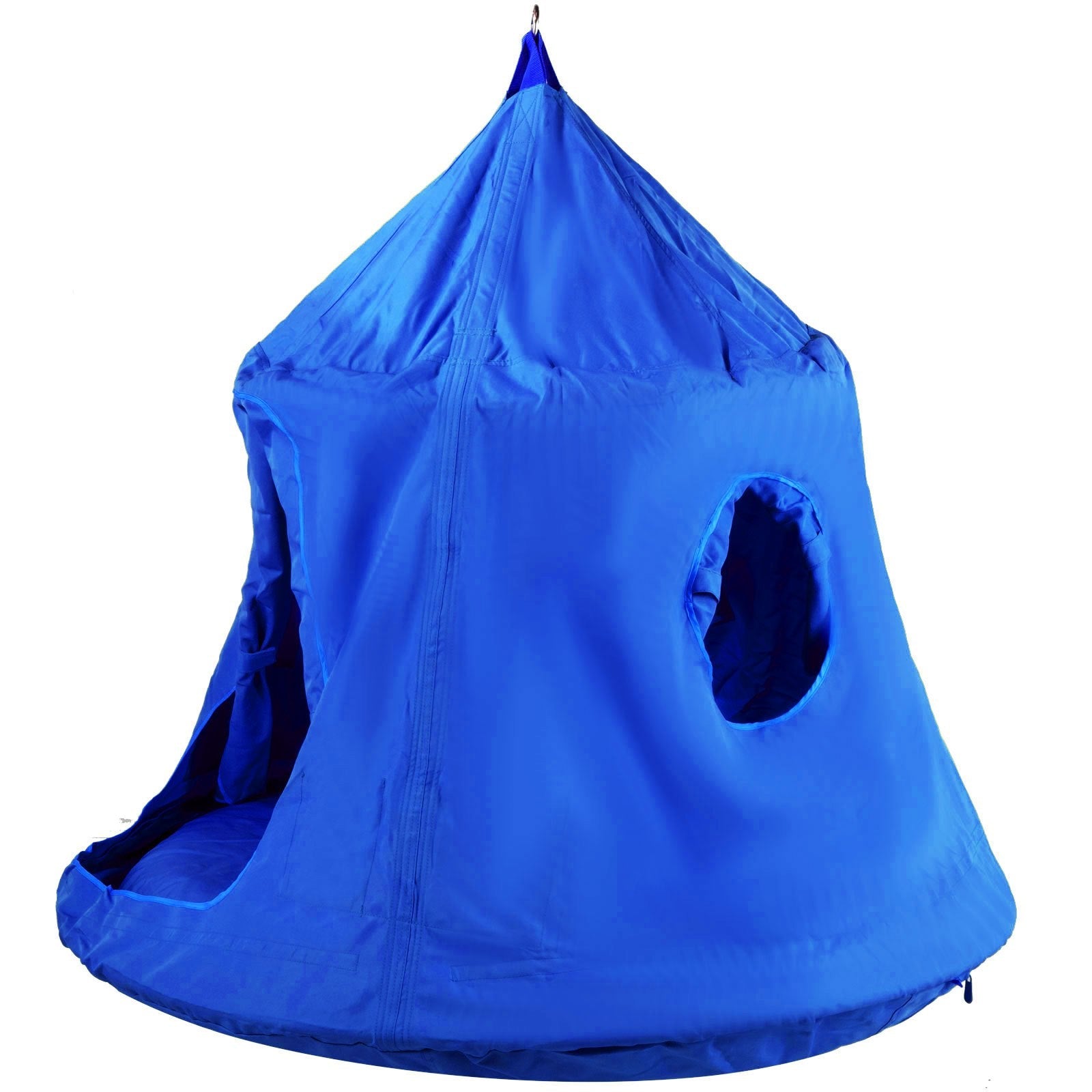 VEVOR Hanging Tree Tent, Max. 440lbs Capacity Tree Tent Swing, Hangout Hugglepod with LED Rainbow Decoration Lights Inflatable Cushion, Ceiling Hammock Tent Suit for Kids & Adult Indoor Outdoor, Blue 