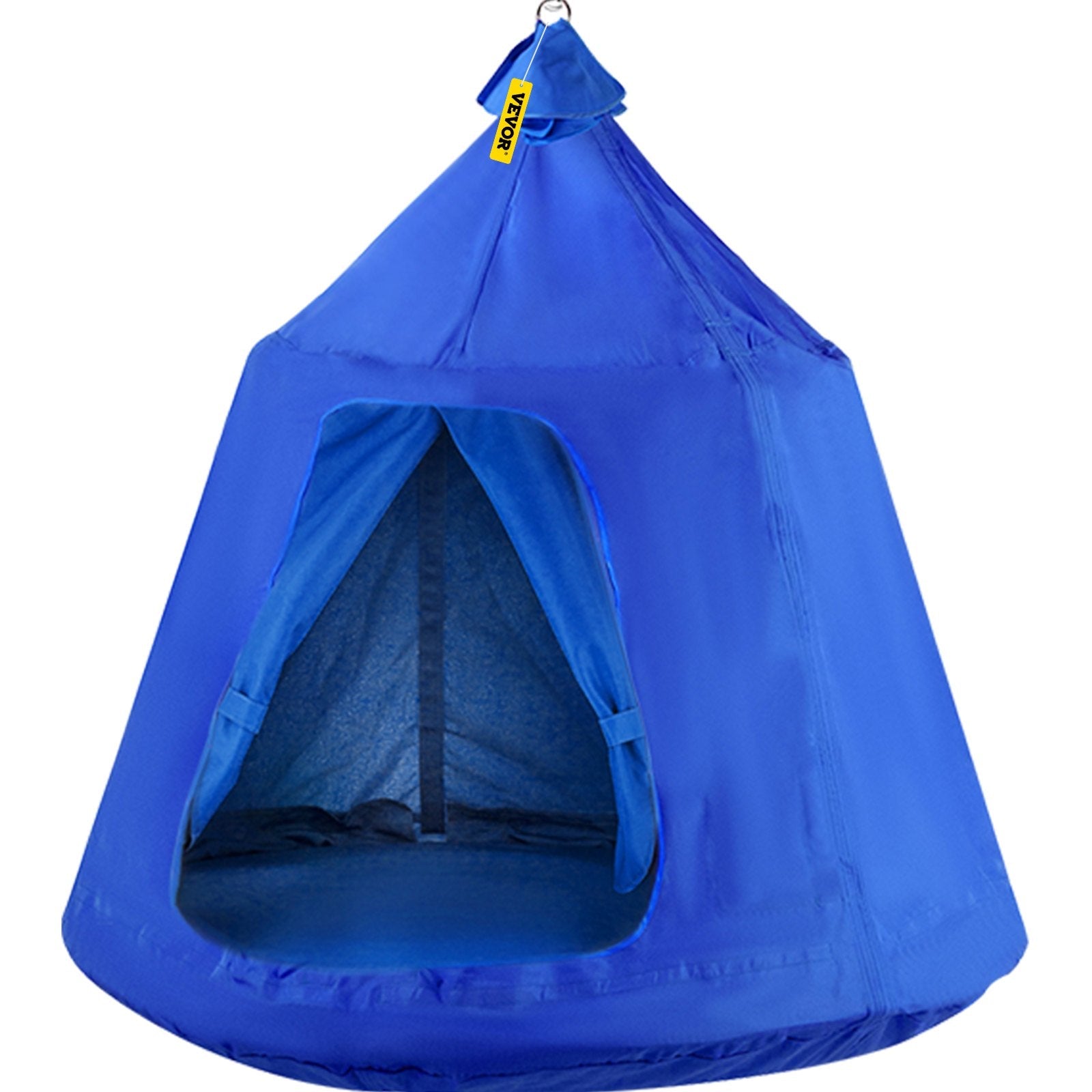 VEVOR Hanging Tree Tent, Max. 440lbs Capacity Tree Tent Swing, Hangout Hugglepod with LED Rainbow Decoration Lights Inflatable Cushion, Ceiling Hammock Tent Suit for Kids & Adult Indoor Outdoor, Blue 