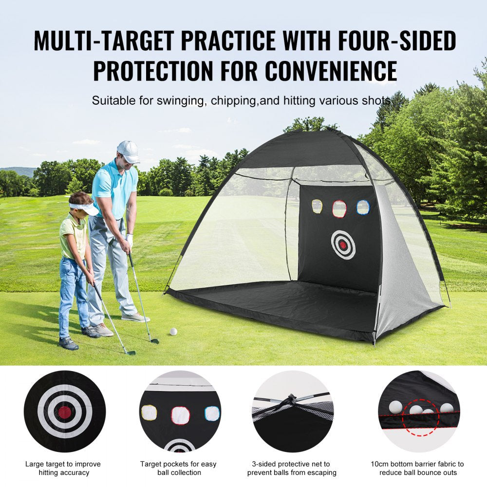 VEVOR Golf Net, 10x7ft Golf Practice Net, Indoor Outdoor Home Golf Swing Training, Golf Hitting Aid Net with Target and Carry Bag, for Backyard Driving Chipping, Gift for Men, Golf Lovers, Sports Game 