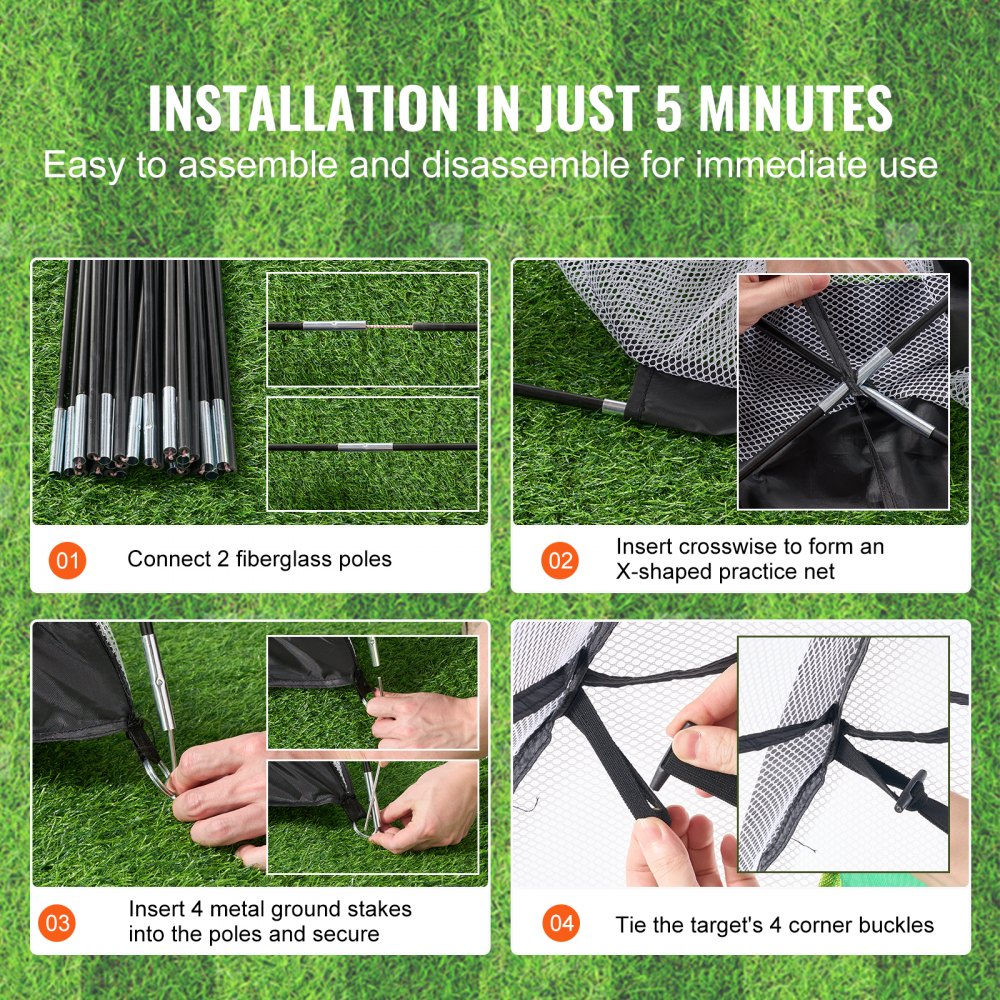 VEVOR Golf Net, 10x7ft Golf Practice Net, Indoor Outdoor Home Golf Swing Training, Golf Hitting Aid Net with Target and Carry Bag, for Backyard Driving Chipping, Gift for Men, Golf Lovers, Sports Game 