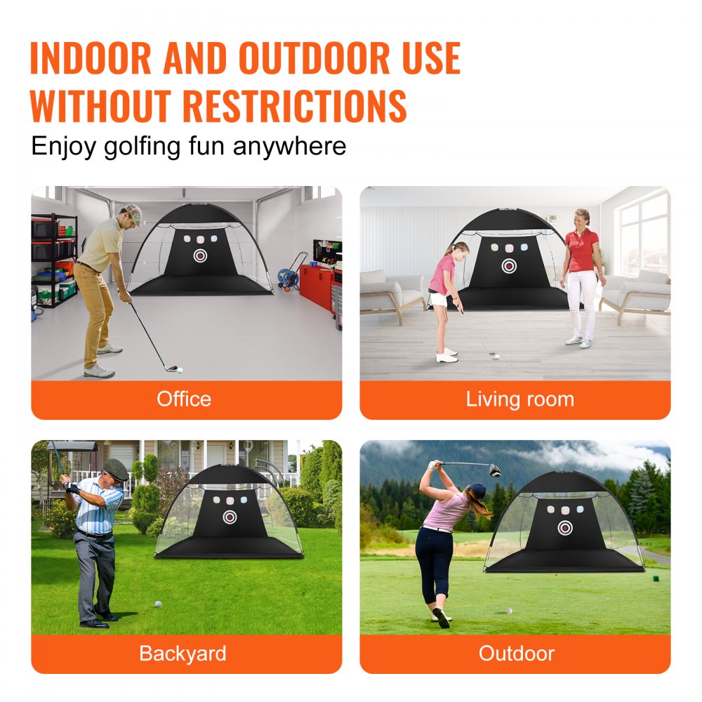 VEVOR Golf Net, 10x7ft Golf Practice Net, Indoor Outdoor Home Golf Swing Training, Golf Hitting Aid Net with Target and Carry Bag, for Backyard Driving Chipping, Gift for Men, Golf Lovers, Sports Game 