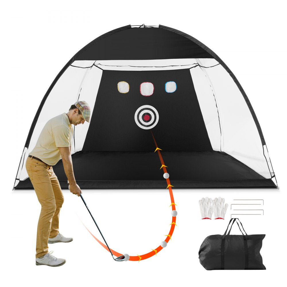 VEVOR Golf Net, 10x7ft Golf Practice Net, Indoor Outdoor Home Golf Swing Training, Golf Hitting Aid Net with Target and Carry Bag, for Backyard Driving Chipping, Gift for Men, Golf Lovers, Sports Game 