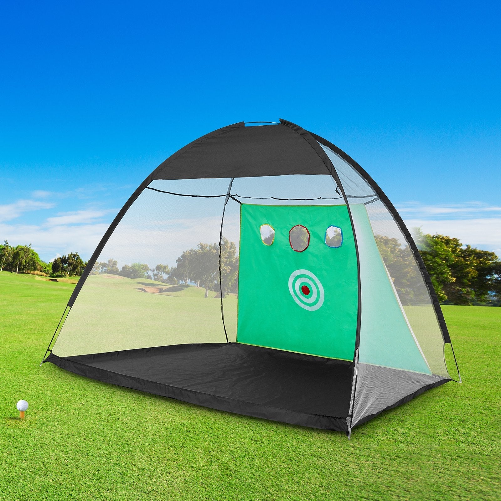 VEVOR Golf Net, 10x7ft All in 1 Practice Net, Indoor Outdoor Home Golf Swing Training, Golf Hitting Aid Net with Target/Turf Mats/Balls/Tee/Golf Club/Bag, for Backyard Driving Chipping, Gift for Men 