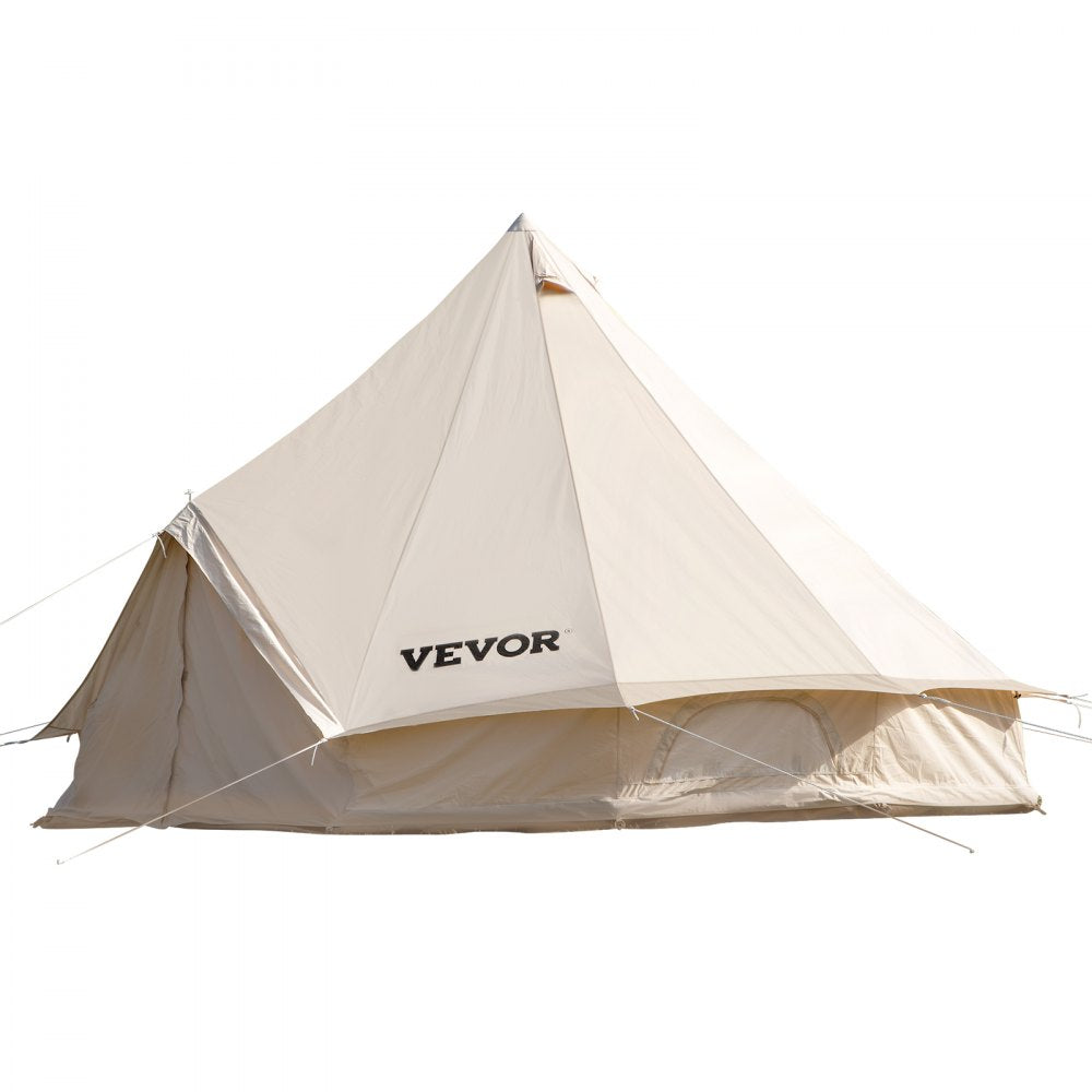 VEVOR Yurt Tent 19.7ft Cotton Canvas Tent with Wall Stove Jacket Glamping Tent Waterproof Bell Tent for Family Camping Outdoor Hunting Party in 4 Seasons 