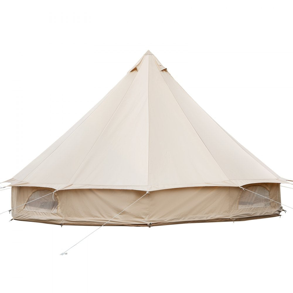 VEVOR Yurt Tent 19.7ft Cotton Canvas Tent with Wall Stove Jacket Glamping Tent Waterproof Bell Tent for Family Camping Outdoor Hunting Party in 4 Seasons 
