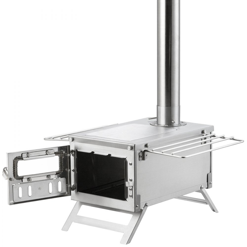 VEVOR Wood Stove, 80 inch, Stainless Steel Camping Tent Stove, Portable Wood Burning Stove with Chimney Pipes & Gloves, 700in³Firebox Hot Tent Stove for Outdoor Cooking and Heating with 8 Pipes 