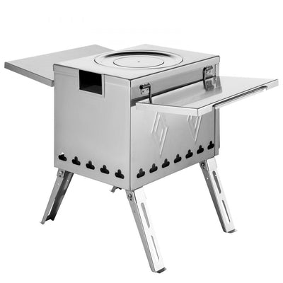VEVOR Tent Wood Stove 18.1x15x27.2 inch, Camping Wood Stove 304 Stainless Steel With Folding Pipe, Portable Wood Stove 113 inch Total Height For Camping, Tent Heating, Hunting, Outdoor Cooking 