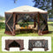 VEVOR Pop Up Gazebo Tent, Pop-Up Screen Tent 6 Sided Canopy Sun Shelter with 6 Removable Privacy Wind Cloths & Mesh Windows, 12.5x12.5FT Quick Set Screen Tent with Mosquito Netting, Brown