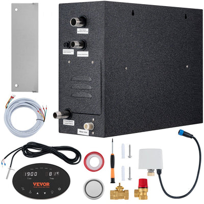 VEVOR Steam Shower Generator, 10.5 kW, Segmented Heating & Temperature Customization & 24h Timer Steam Bath Kit, Automatic Drainage Luxury Home Steam Shower System, Acrylic Room Max. 355 Cu. Ft. 