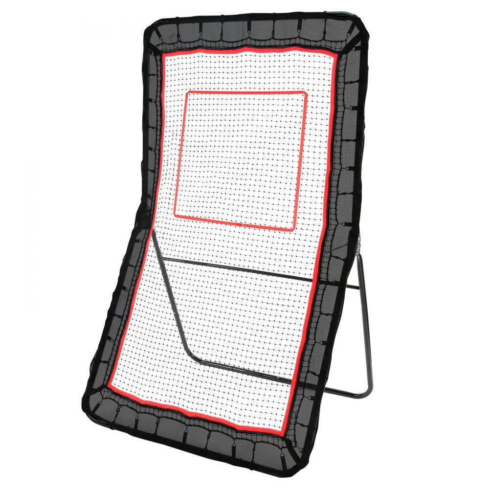 VEVOR Lacrosse Rebounder for Backyard, 4x7 Ft Volleyball Bounce Back Net, Pitchback Throwback Baseball Softball Return Training Screen, Adjustable Angle Shooting Practice Training Wall with Target 