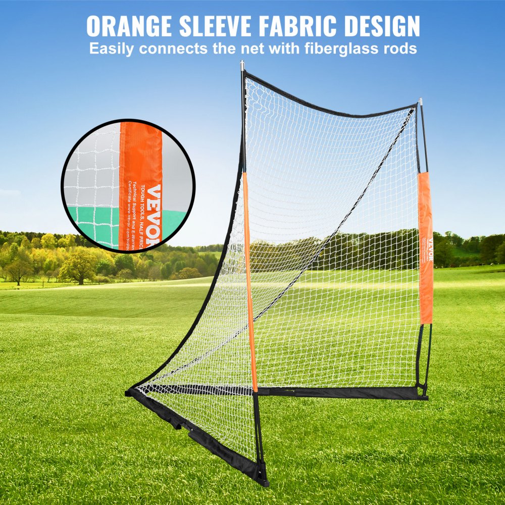 VEVOR Lacrosse Goal, 6' x 6' Lacrosse Net, Portable Lacrosse Goal with Carry Bag, Fiberglass Rod Backyard Lacrosse Training Equipment, Easy Setup Collegiate Goal, Perfect for Youth Adult Training 