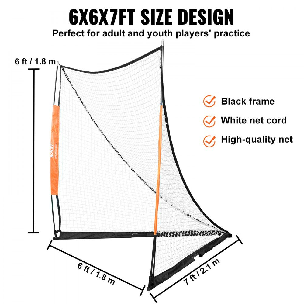 VEVOR Lacrosse Goal, 6' x 6' Lacrosse Net, Portable Lacrosse Goal with Carry Bag, Fiberglass Rod Backyard Lacrosse Training Equipment, Easy Setup Collegiate Goal, Perfect for Youth Adult Training 