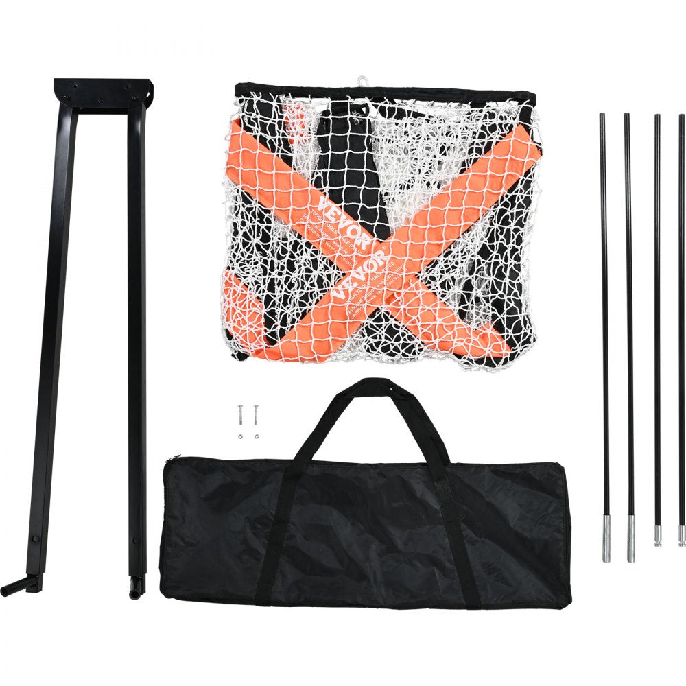 VEVOR Lacrosse Goal, 6' x 6' Lacrosse Net, Portable Lacrosse Goal with Carry Bag, Fiberglass Rod Backyard Lacrosse Training Equipment, Easy Setup Collegiate Goal, Perfect for Youth Adult Training 