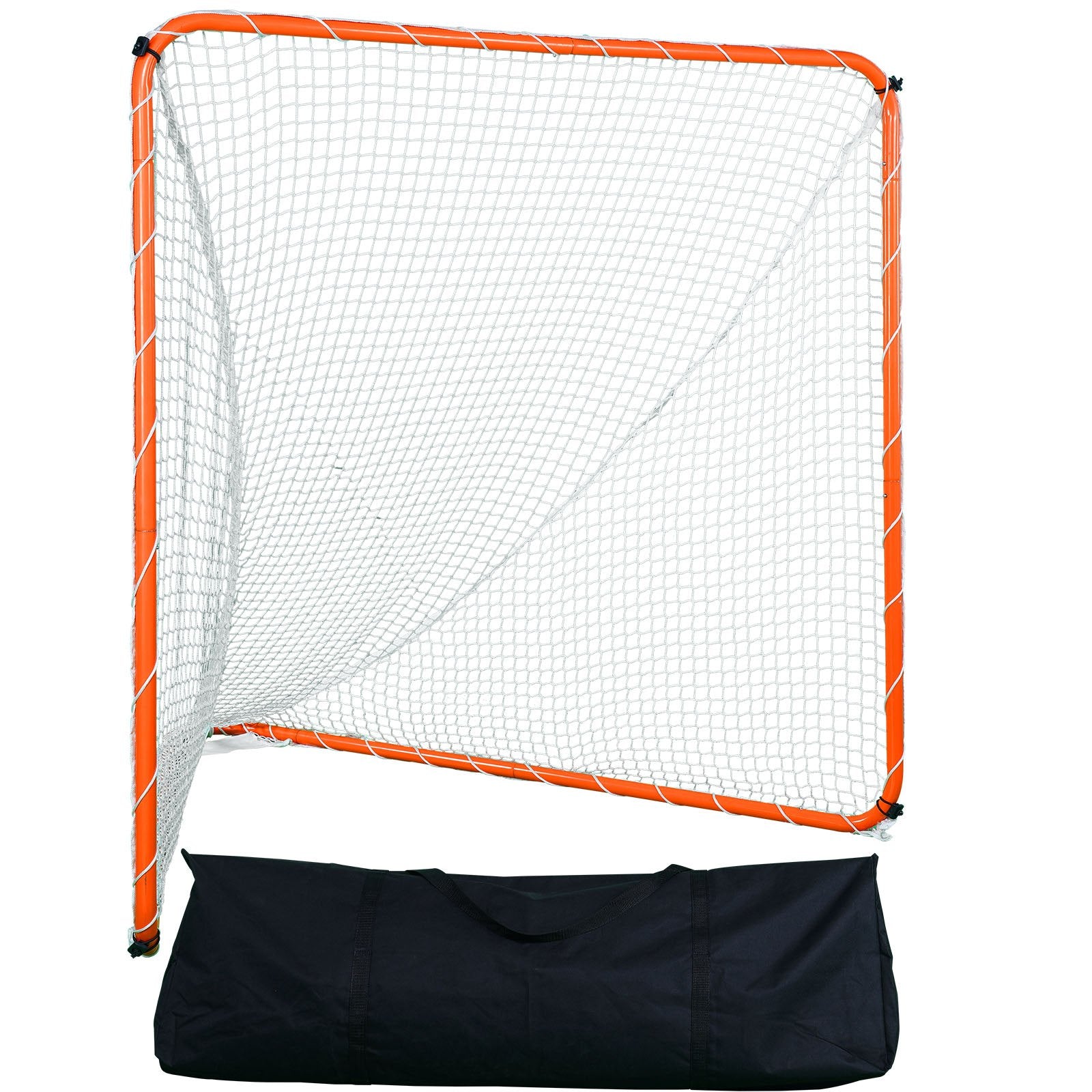VEVOR Lacrosse Goal, 6' x 6' Lacrosse Net, Steel Frame Backyard Lacrosse Training Equipment, Portable Lacrosse Goal with Carry Bag, Quick & Easy Setup, Perfect for Youth Adult Training, Orange 