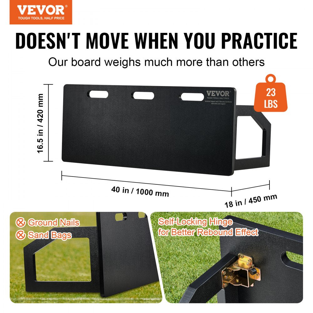 VEVOR Soccer Rebounder Board, 40"X16" Portable Soccer Wall with 2 Angles Rebound, Foldable HDPE Kickback Rebound Board, Soccer Training Equipment for Kids and Adults, Passing & Shooting Practice 