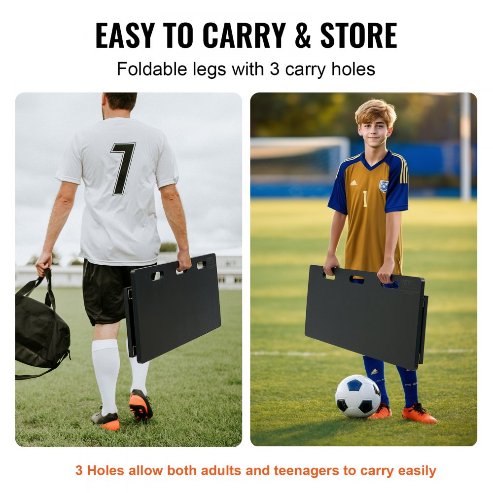 VEVOR Soccer Rebounder Board, 40"X16" Portable Soccer Wall with 2 Angles Rebound, Foldable HDPE Kickback Rebound Board, Soccer Training Equipment for Kids and Adults, Passing & Shooting Practice 