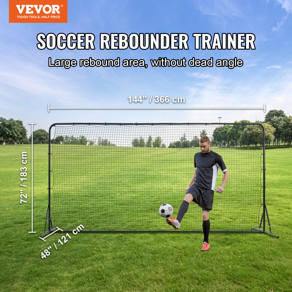 VEVOR Soccer Rebounder Net, 12x6FT Iron Soccer Training Equipment, Sports Football Training Gift with Portable Bag, Volleyball Rebounder Wall Perfect for Backyard Practicing, Solo Training, Passing 