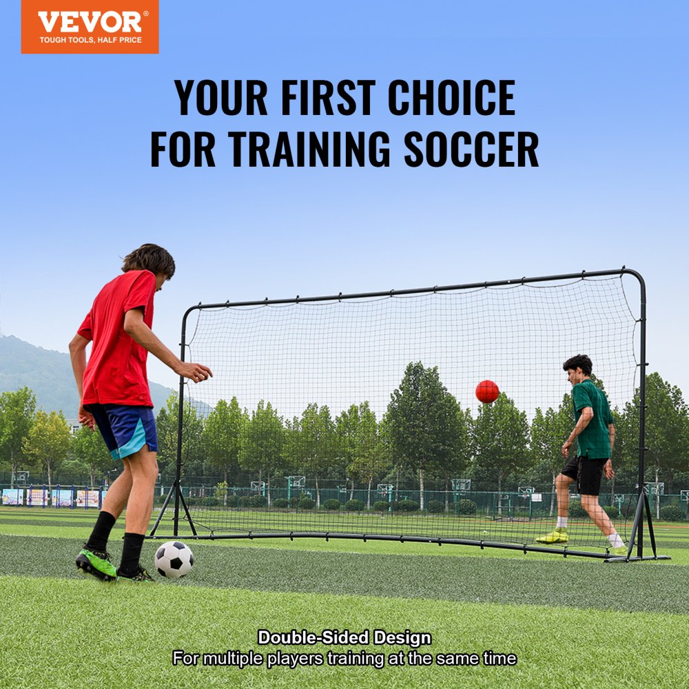 VEVOR Soccer Rebounder Net, 12x6FT Iron Soccer Training Equipment, Sports Football Training Gift with Portable Bag, Volleyball Rebounder Wall Perfect for Backyard Practicing, Solo Training, Passing 