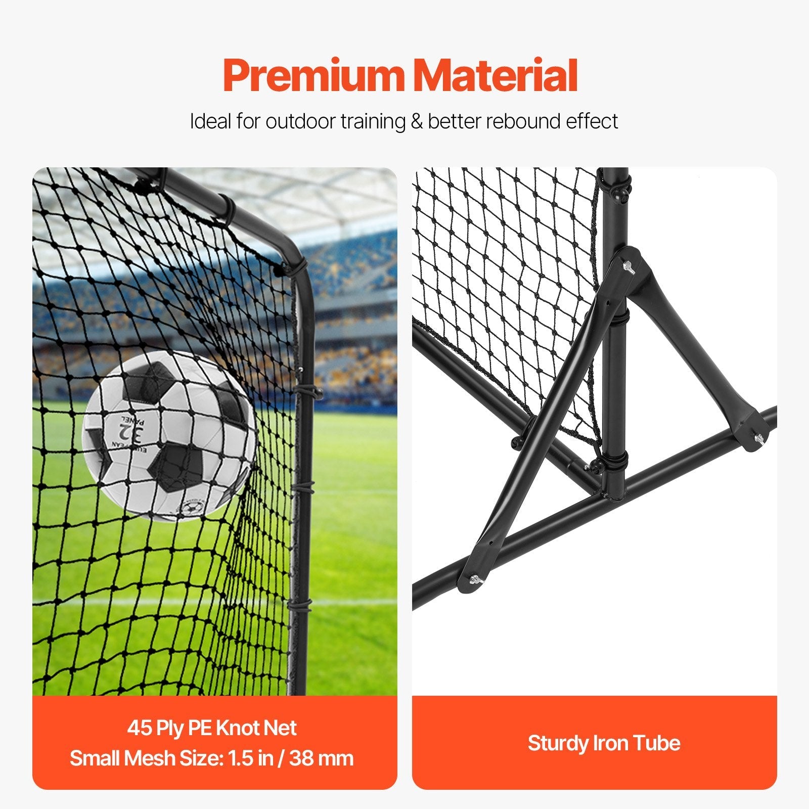 VEVOR 6x4FT Soccer Rebound Trainer Soccer Training Equipment Double-Sided Net 