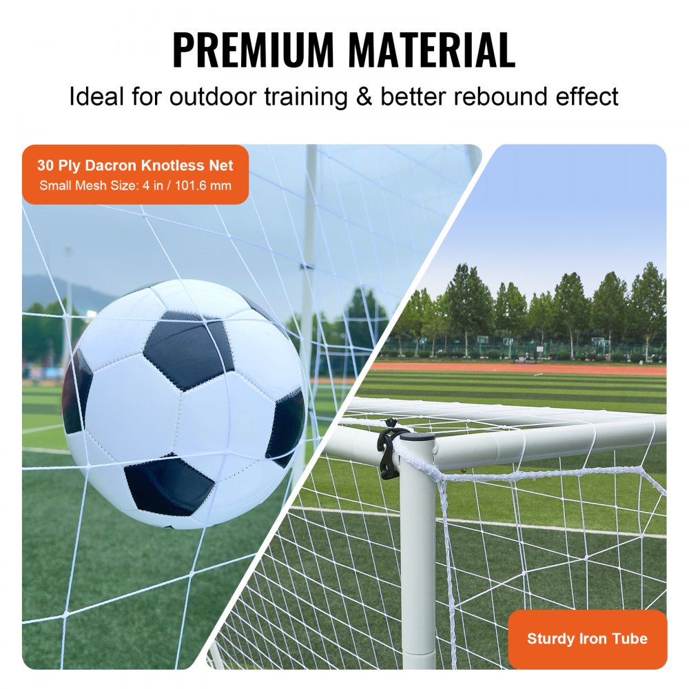 VEVOR Soccer Rebound Trainer, 8x6FT Iron Soccer Training Equipment, Sports Football Rebounder Wall with Double-Sided Rebounding Net & Goal, Perfect for Backyard Practicing, Solo Training, Passing 