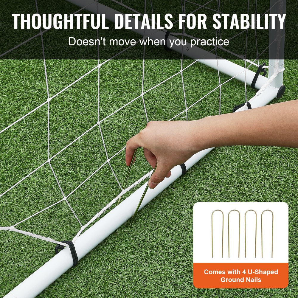 VEVOR Soccer Rebound Trainer, 8x6FT Iron Soccer Training Equipment, Sports Football Rebounder Wall with Double-Sided Rebounding Net & Goal, Perfect for Backyard Practicing, Solo Training, Passing 