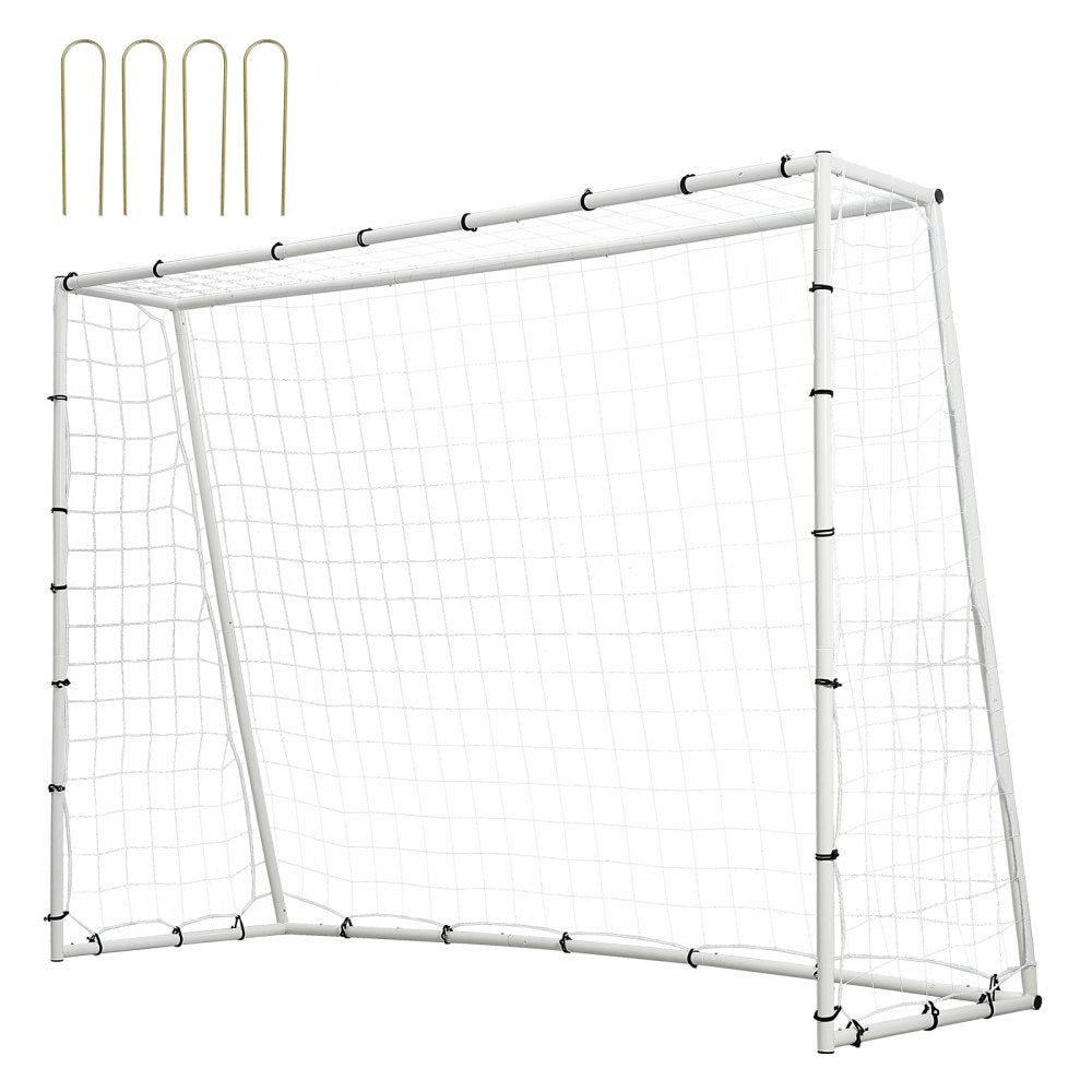 VEVOR Soccer Rebound Trainer, 8x6FT Iron Soccer Training Equipment, Sports Football Rebounder Wall with Double-Sided Rebounding Net & Goal, Perfect for Backyard Practicing, Solo Training, Passing 