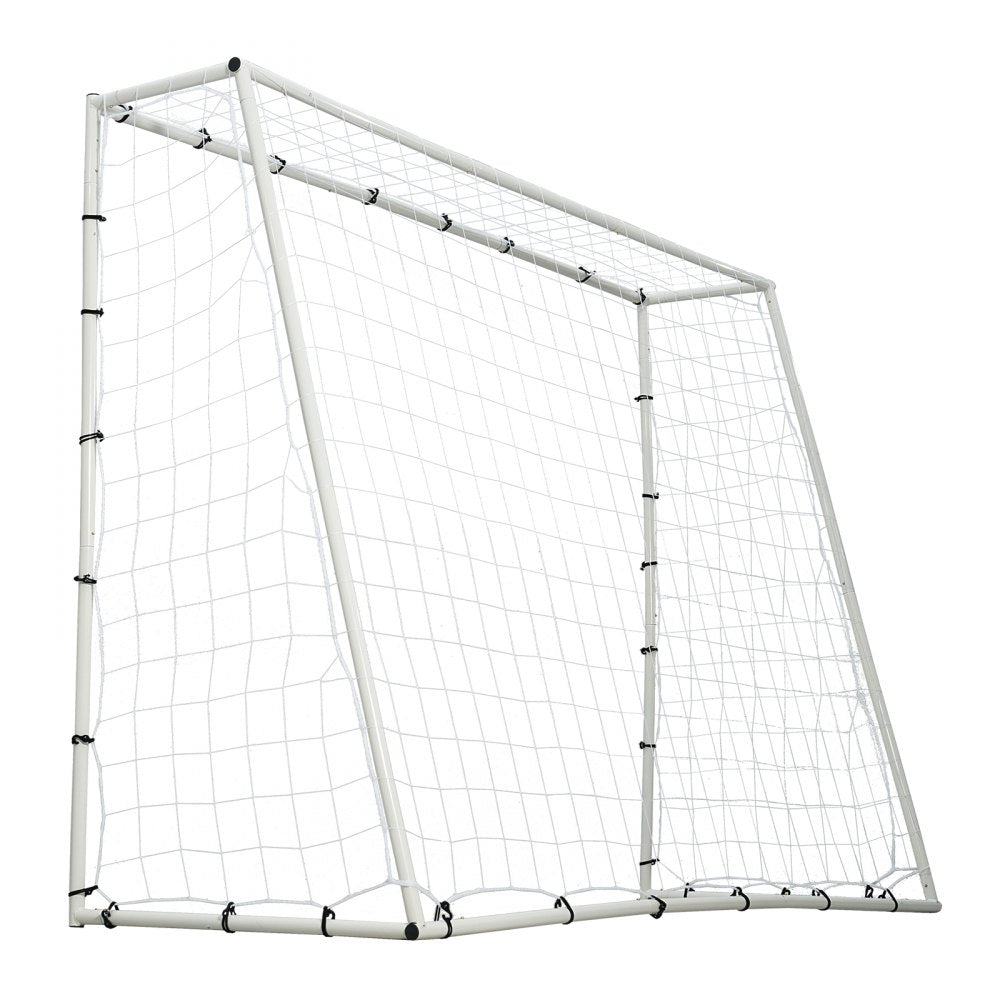 VEVOR Soccer Rebound Trainer, 8x6FT Iron Soccer Training Equipment, Sports Football Rebounder Wall with Double-Sided Rebounding Net & Goal, Perfect for Backyard Practicing, Solo Training, Passing 