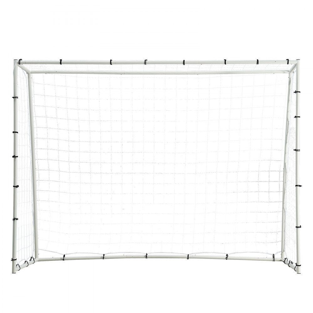 VEVOR Soccer Rebound Trainer, 8x6FT Iron Soccer Training Equipment, Sports Football Rebounder Wall with Double-Sided Rebounding Net & Goal, Perfect for Backyard Practicing, Solo Training, Passing 