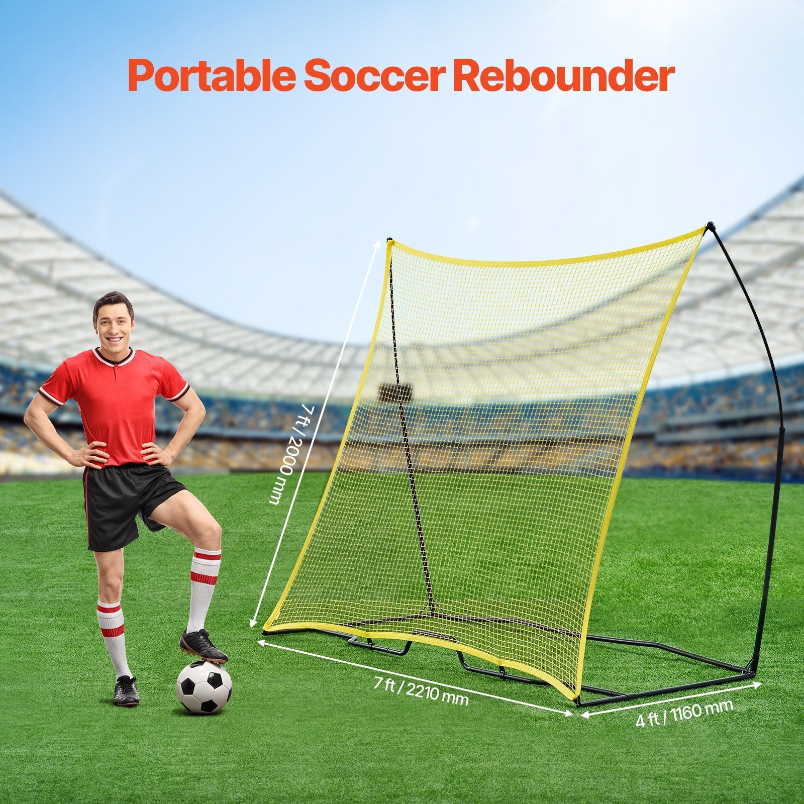 VEVOR 7x7FT Soccer Rebounder Portable Soccer Trainer Net with Portable Bag 