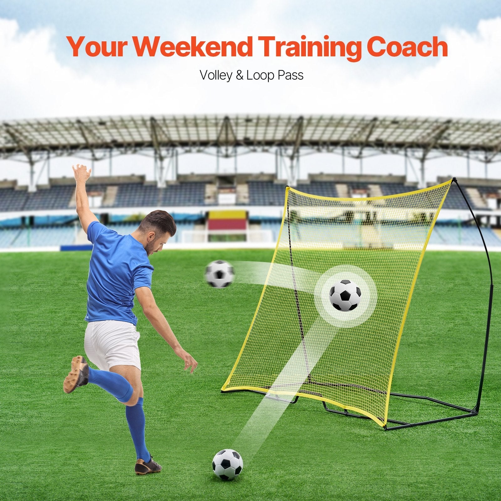 VEVOR 7x7FT Soccer Rebounder Portable Soccer Trainer Net with Portable Bag 