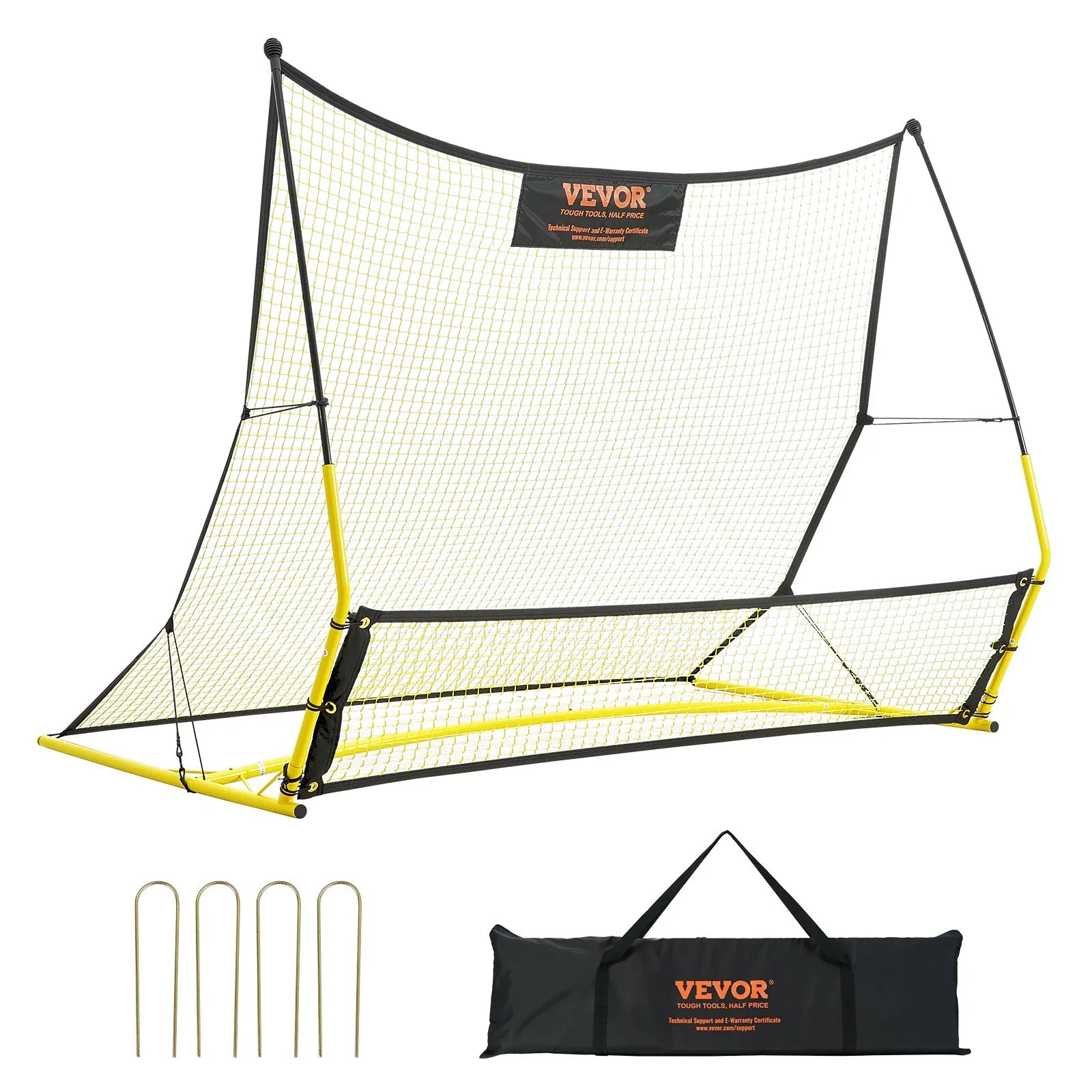 VEVOR Soccer Trainer, 2-IN-1 Portable Soccer Rebounder Net, 72"x51" Iron Soccer Practice Equipment, Sports Football Rebounder Wall with Portable Bag, Perfect for Team Solo Training, Passing, Volley