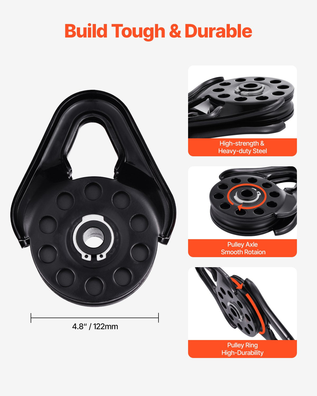 VEVOR 14.5 Ton Recovery Snatch Block Pulley Snatch 32,000 lbs Capacity ATV UTV 
