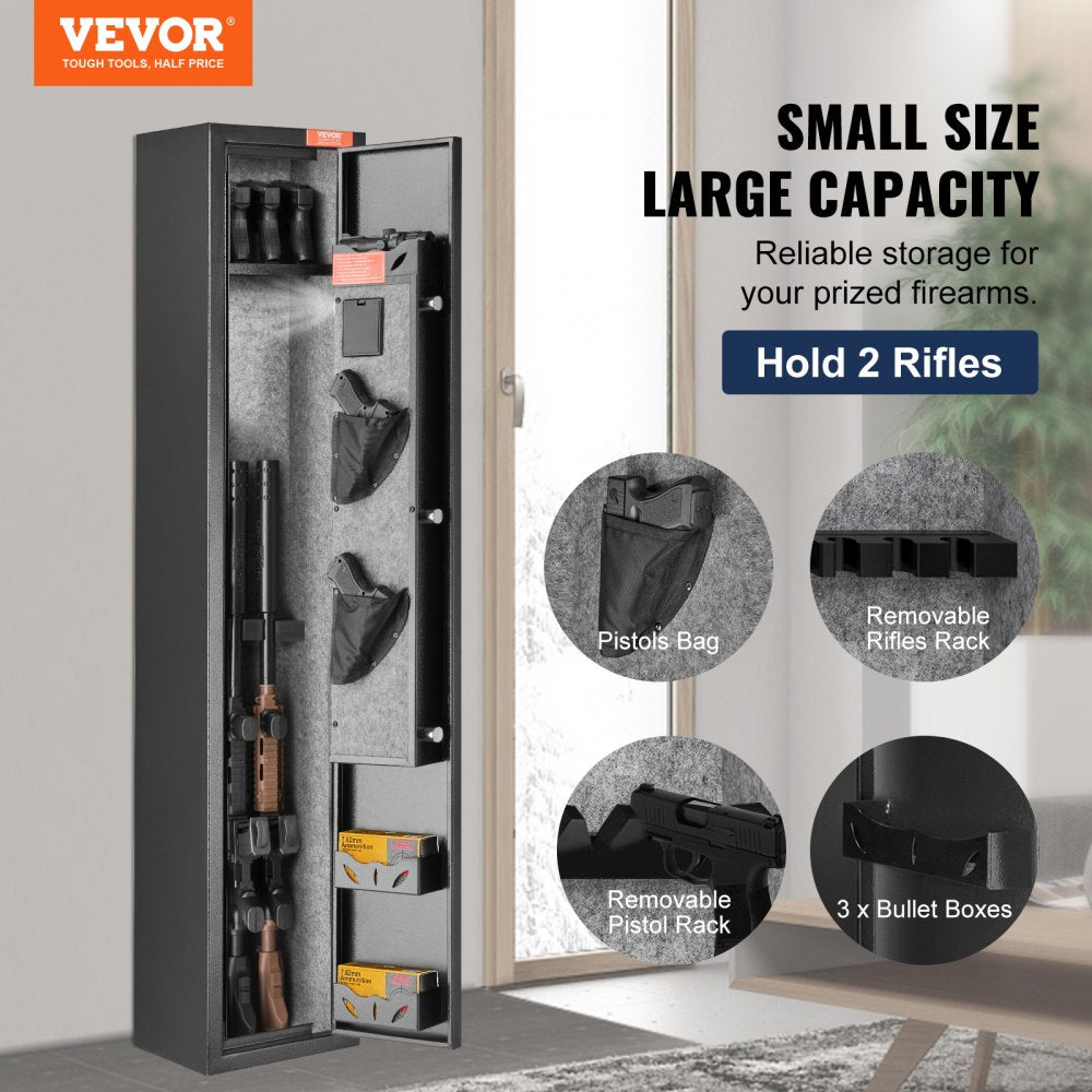 VEVOR 3 Rifles Gun Safe, Rifle Safe with Lock & Digital Keypad, Quick Access Gun Storage Cabinet with Removable Shelf, Pistol Rack, Rifle Cabinet for Home Rifle and Pistols 