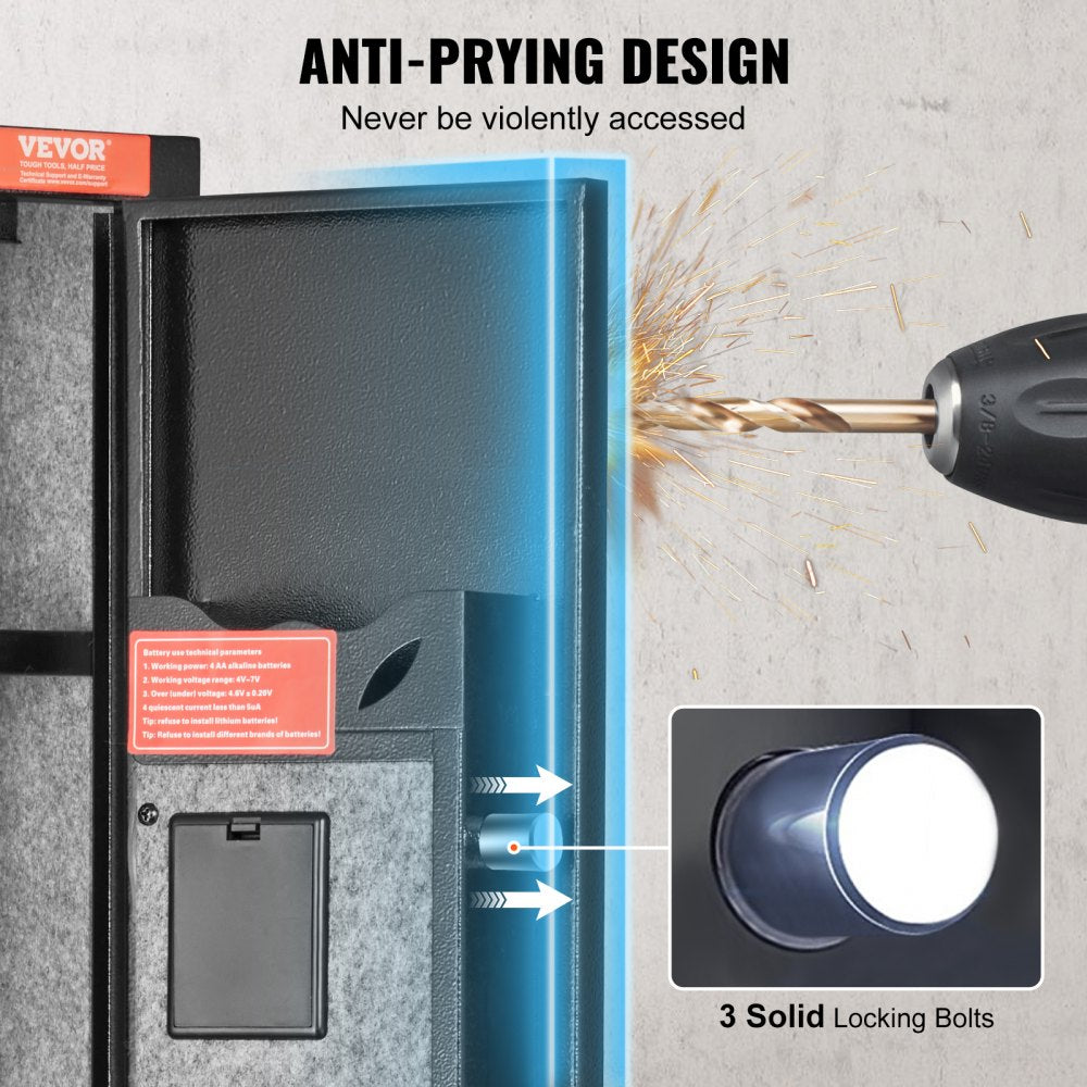 VEVOR 3 Rifles Gun Safe, Rifle Safe with Lock & Digital Keypad, Quick Access Gun Storage Cabinet with Removable Shelf, Pistol Rack, Rifle Cabinet for Home Rifle and Pistols 