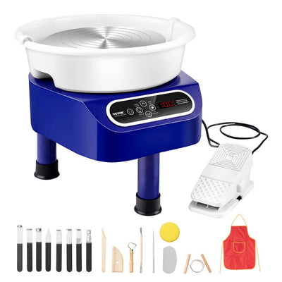 VEVOR Pottery Wheel, 10 inch Pottery Forming Machine, 350W Electric Wheel for Pottery with Foot Pedal and LCD Touch Screen, Direct Drive Ceramic Wheel with 3 Support Legs for DIY Art Craft, Blue 