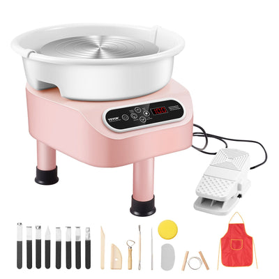 VEVOR Pottery Wheel, 10 inch Pottery Forming Machine, 350W Electric Wheel for Pottery with Foot Pedal and LCD Touch Screen, Direct Drive Ceramic Wheel with 3 Support Legs for DIY Art Craft, Pink 