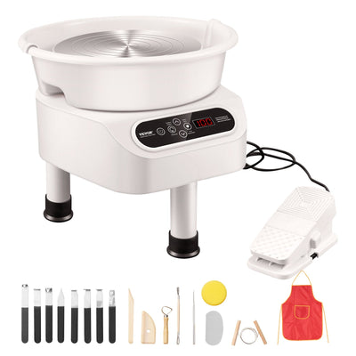 VEVOR Pottery Wheel, 10 inch Pottery Forming Machine, 350W Electric Wheel for Pottery with Foot Pedal and LCD Touch Screen, Direct Drive Ceramic Wheel with 3 Support Legs for DIY Art Craft, White 
