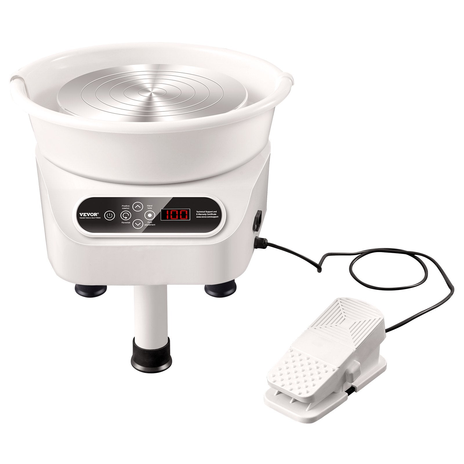 VEVOR Pottery Wheel, 10 inch Pottery Forming Machine, 350W Electric Wheel for Pottery with Foot Pedal and LCD Touch Screen, Direct Drive Ceramic Wheel with 3 Support Legs for DIY Art Craft, White 