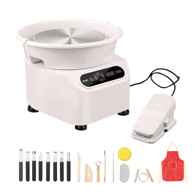 VEVOR Pottery Wheel, 10 inch Pottery Forming Machine, 350W Electric Wheel for Pottery with Foot Pedal and LCD Touch Screen, Direct Drive Ceramic Wheel with Shaping Tools for DIY Art Craft, White 