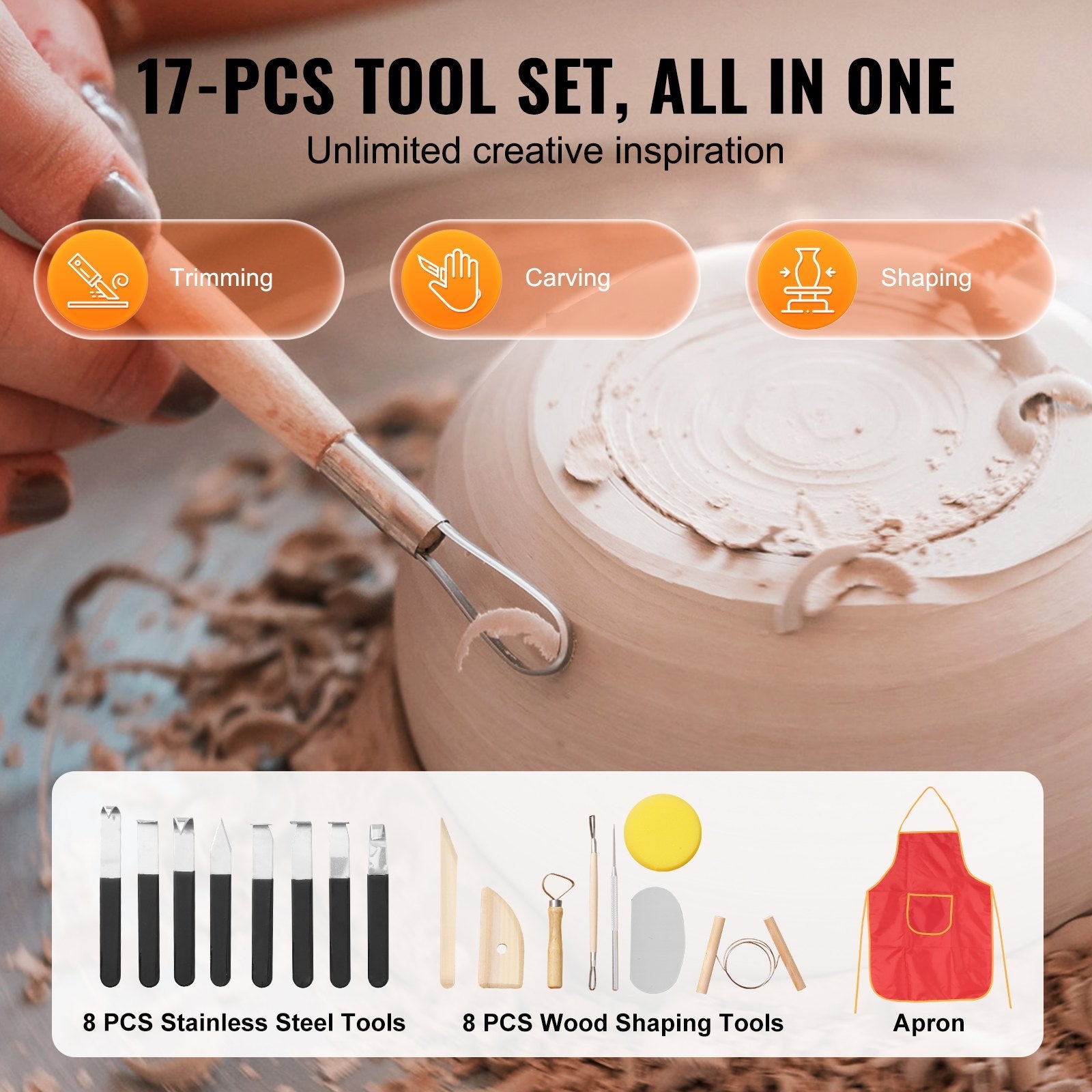VEVOR Pottery Wheel, 11 inch Pottery Forming Machine, 350W Electric Wheel for Pottery with Foot Pedal and LCD Touch Screen, Direct Drive Ceramic Wheel with Shaping Tools for DIY Art Craft, White 