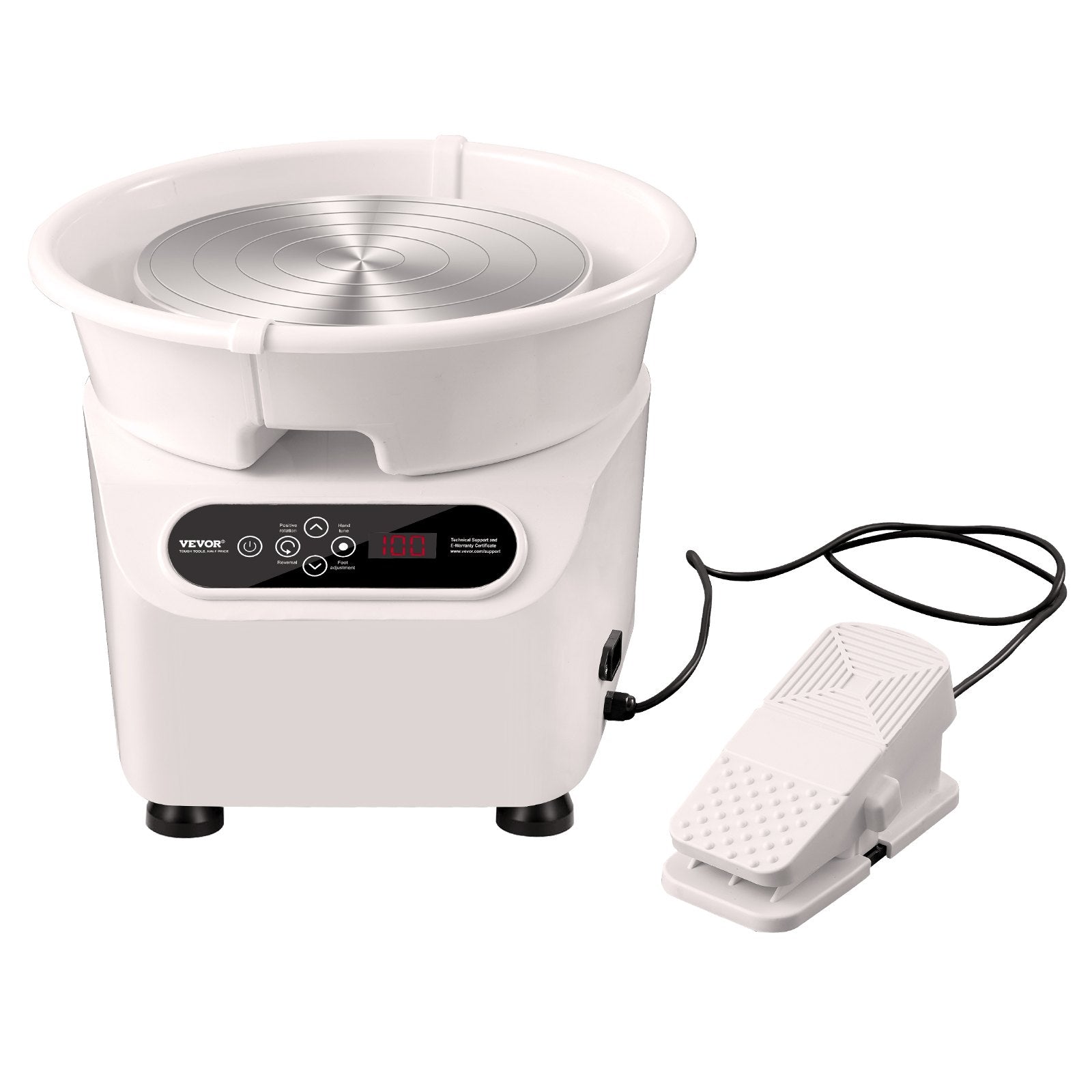 VEVOR Pottery Wheel, 11 inch Pottery Forming Machine, 350W Electric Wheel for Pottery with Foot Pedal and LCD Touch Screen, Direct Drive Ceramic Wheel with Shaping Tools for DIY Art Craft, White 