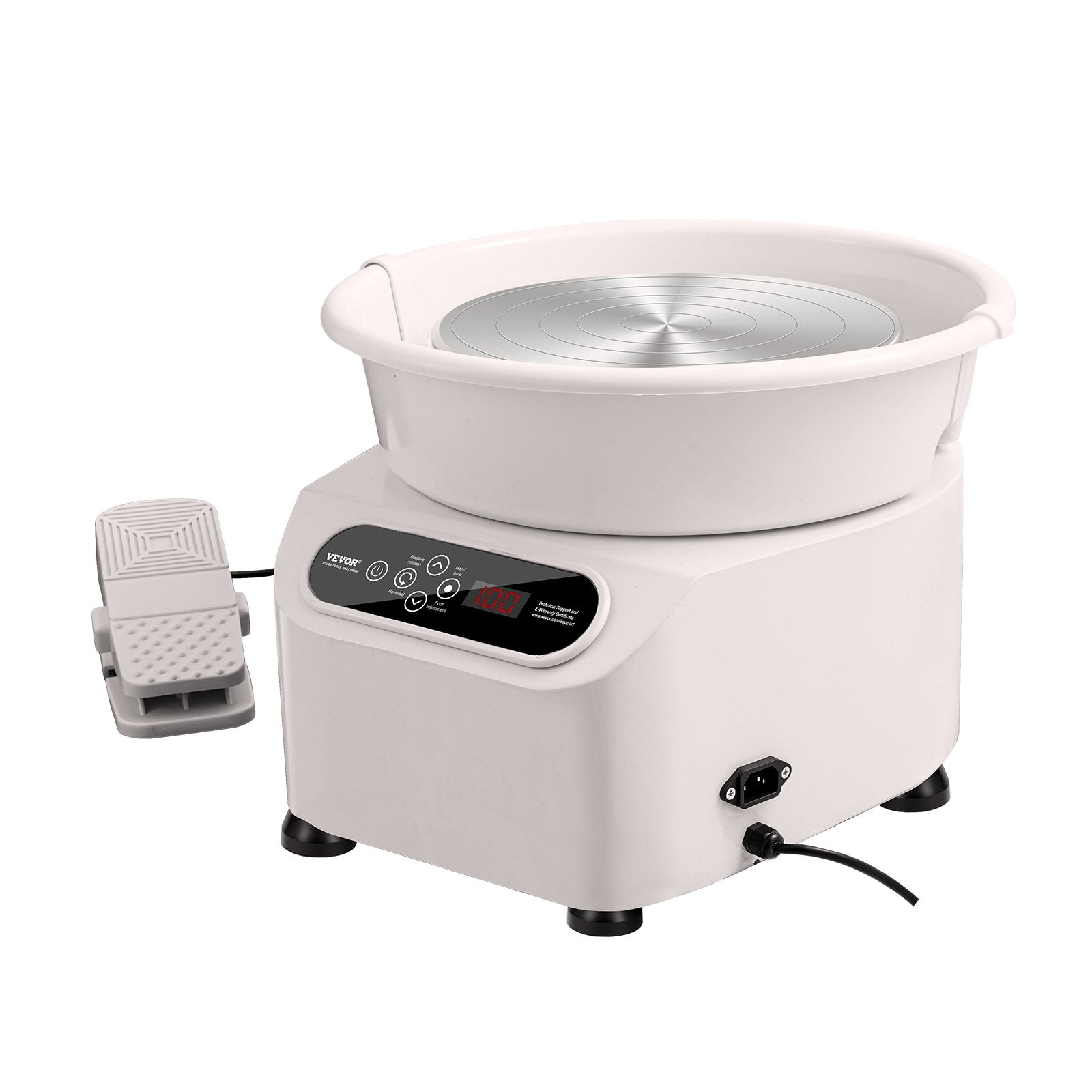VEVOR Pottery Wheel, 11 inch Pottery Forming Machine, 350W Electric Wheel for Pottery with Foot Pedal and LCD Touch Screen, Direct Drive Ceramic Wheel with Shaping Tools for DIY Art Craft, White 