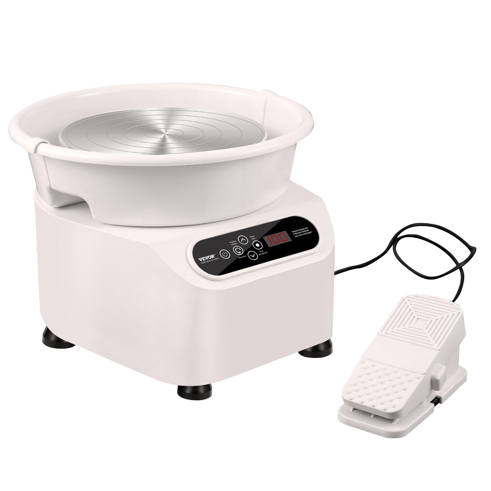 VEVOR Pottery Wheel, 11 inch Pottery Forming Machine, 350W Electric Wheel for Pottery with Foot Pedal and LCD Touch Screen, Direct Drive Ceramic Wheel with Shaping Tools for DIY Art Craft, White 