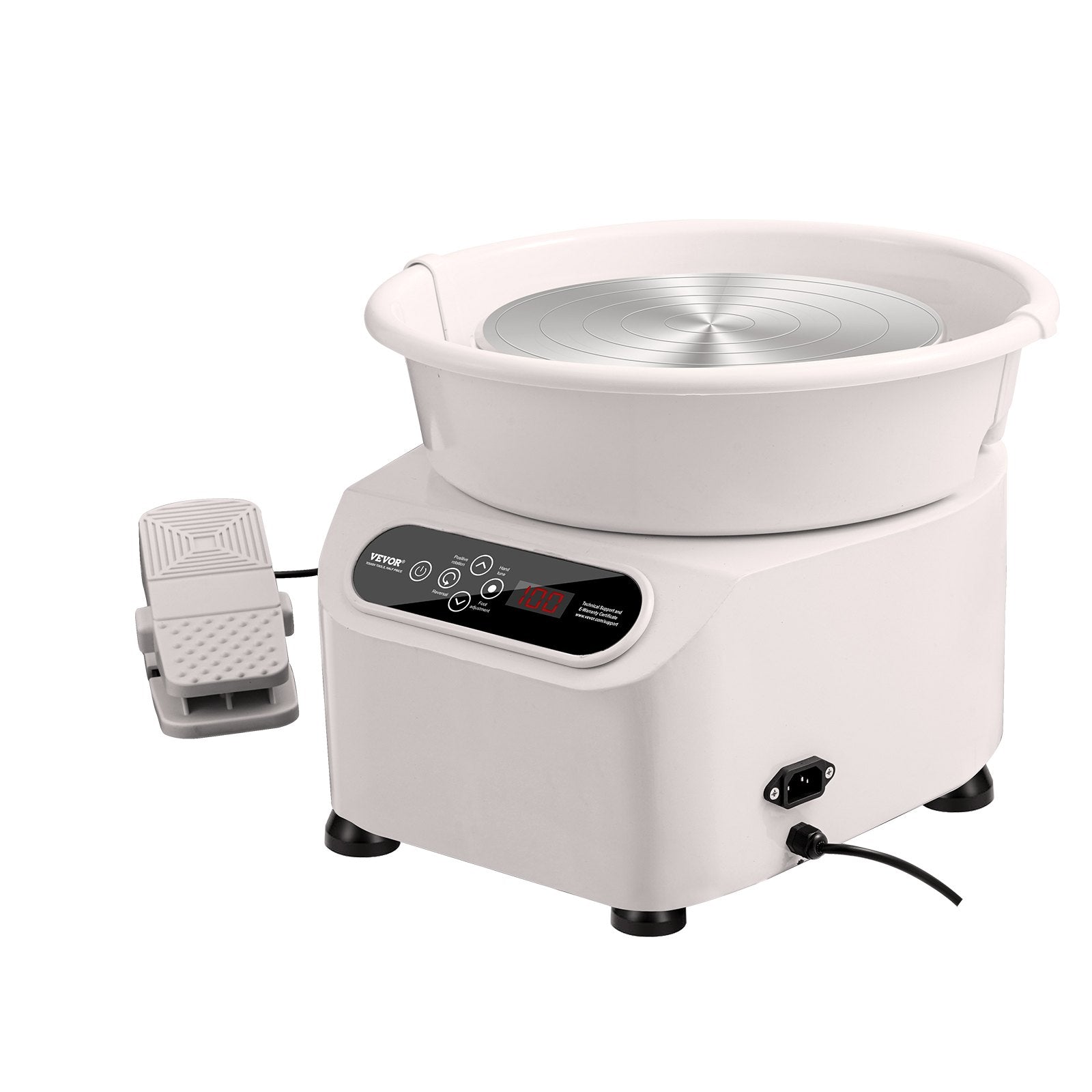 VEVOR Pottery Wheel, 11 inch Pottery Forming Machine, 350W Electric Wheel for Pottery with Foot Pedal and LCD Touch Screen, Direct Drive Ceramic Wheel with Shaping Tools for DIY Art Craft, White 
