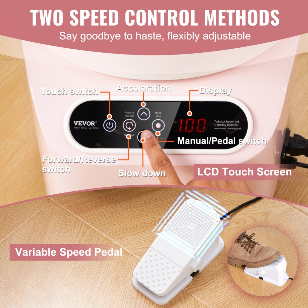VEVOR Pottery Wheel, 11 inch Pottery Forming Machine, 350W Electric Wheel for Pottery with Foot Pedal and LCD Touch Screen, Direct Drive Ceramic Wheel with Shaping Tools for DIY Art Craft, Pink 