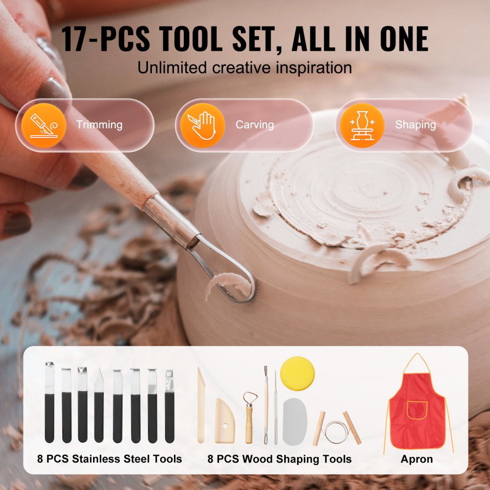 VEVOR Pottery Wheel, 11 inch Pottery Forming Machine, 350W Electric Wheel for Pottery with Foot Pedal and LCD Touch Screen, Direct Drive Ceramic Wheel with Shaping Tools for DIY Art Craft, Pink 