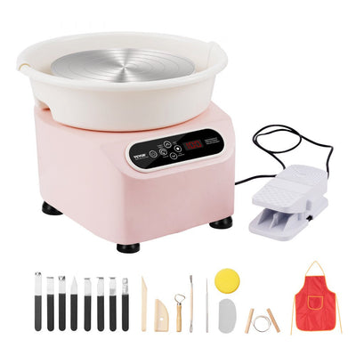 VEVOR Pottery Wheel, 11 inch Pottery Forming Machine, 350W Electric Wheel for Pottery with Foot Pedal and LCD Touch Screen, Direct Drive Ceramic Wheel with Shaping Tools for DIY Art Craft, Pink 